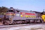 CSX SBD 3117, ex-LN 5117, B23-7, at Connellsville, Pennsylvania. October 19, 1987. 